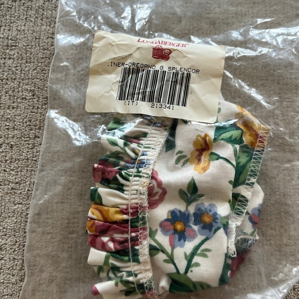 Longaberger Garden Splendor Basket Liner Floral Ruffle Cream 213341 NEWโ